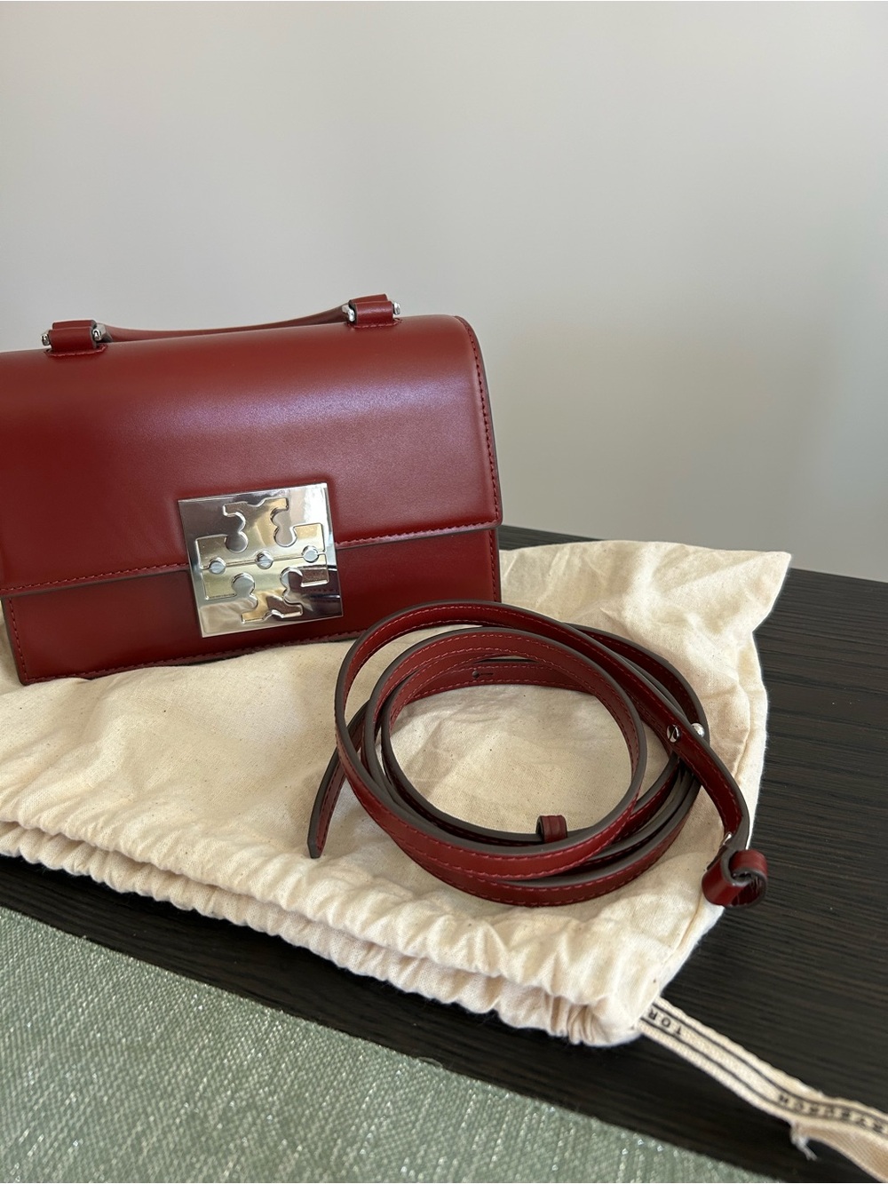 Tory Burch Red Leather Bon Bon Colorblock Mini Top-Handle Bag